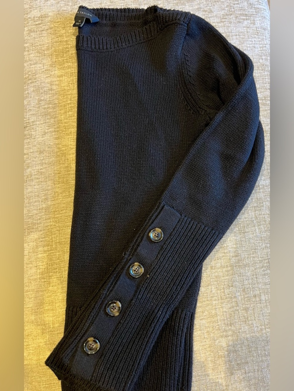 Ann Taylor Black Boatneck Rib-Hem Women’s Sweater